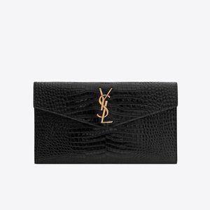 UPTOWN POUCH IN CROCODILE EMBOSSED SHINY LEATHER